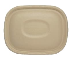 Lid Flat 8.9X6.9X0.4 IN Plant Fiber Natural Rectangle For 20-48 OZ Container 400/Case