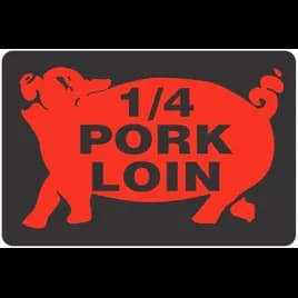 1/4 Pork Loin Meat Label 3X2 IN Black Fluorescent Red With Pig 500 Count/Roll 20 Rolls/Case 10000 Count/Case