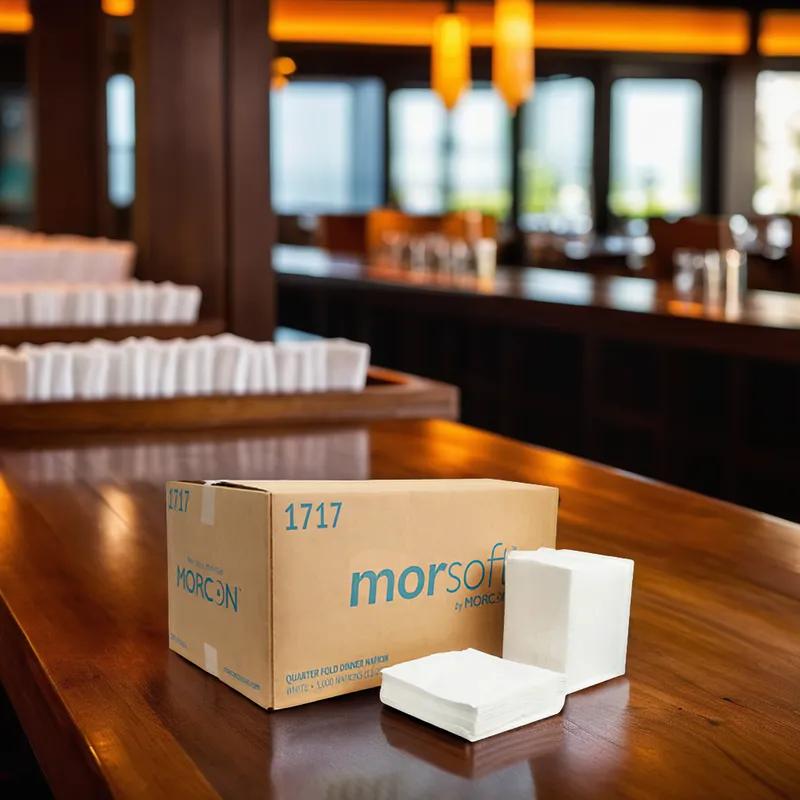 Morsoft® Dinner Napkins 16X16 IN 17X5 IN White 1PLY 3000/Case