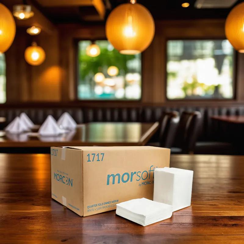 Morsoft® Dinner Napkins 16X16 IN 17X5 IN White 1PLY 3000/Case