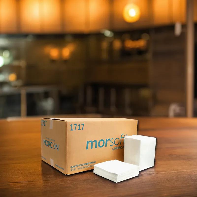 Morsoft® Dinner Napkins 16X16 IN 17X5 IN White 1PLY 3000/Case