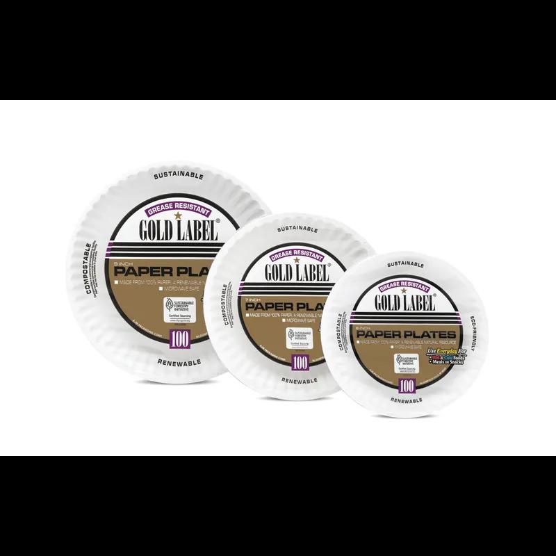 Gold Label Plate 7 IN Coated Paper White Round 1000/Case