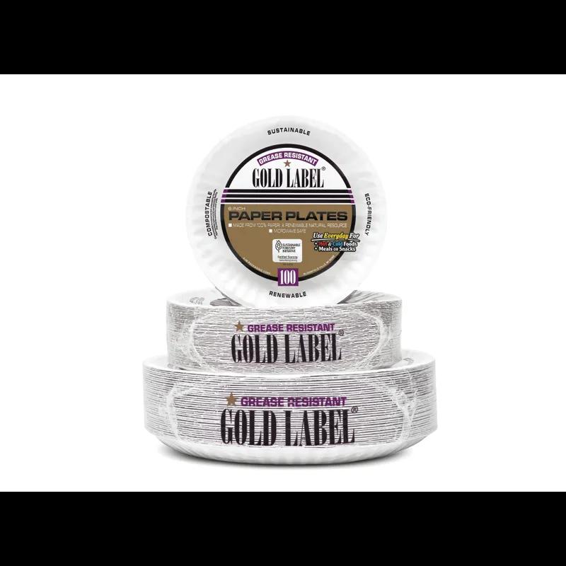 Gold Label Plate 7 IN Coated Paper White Round 1000/Case