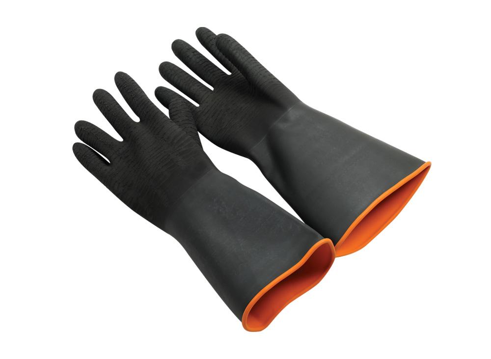 General Purpose Gloves Universal 14 IN Black Heavy Duty Rubber Unlined Crinkle Grip 1/Pair