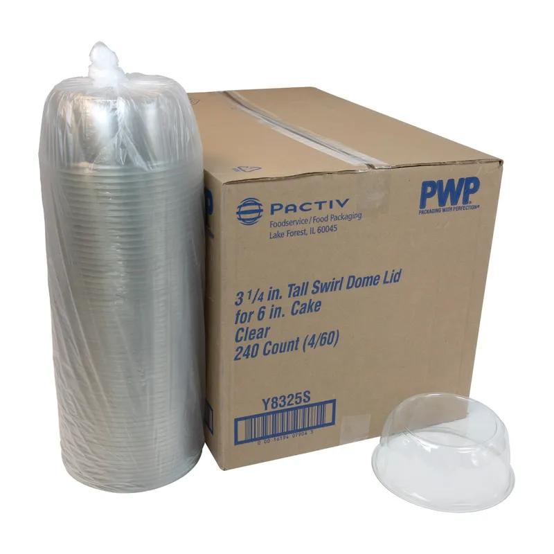 Lid Dome 7.75X7.75X3.25 IN PET Clear For Cake Base Swirl 240/Case