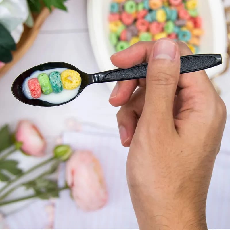 Solo® Impress™ Teaspoon 6X1.25 IN PS Black Heavyweight Individually Wrapped 1000/Case