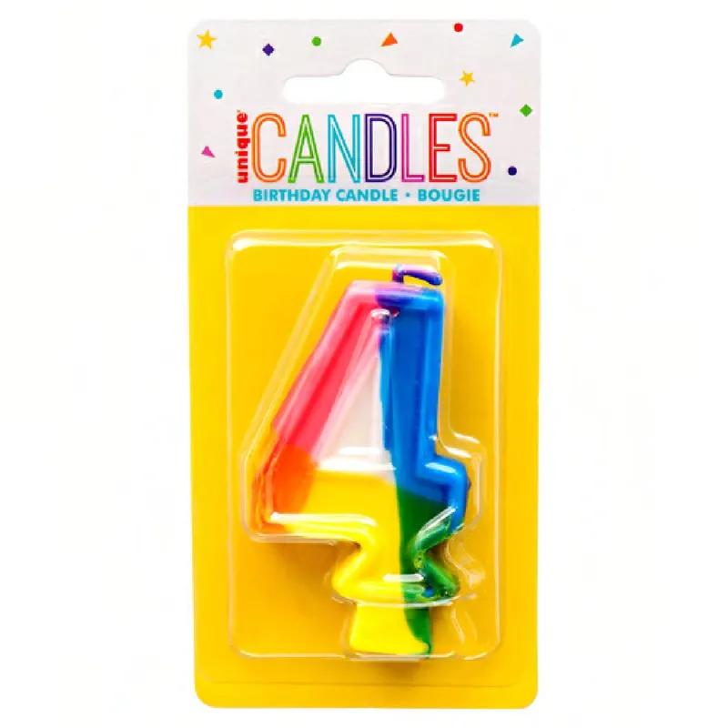 Candle Multicolor #4 6/Pack