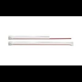 Giant Straw 7.75 IN Plastic Red White Stripe Wrapped 7500/Case