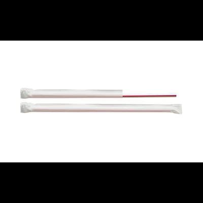 Giant Straw 7.75 IN Plastic Red White Stripe Wrapped 7500/Case