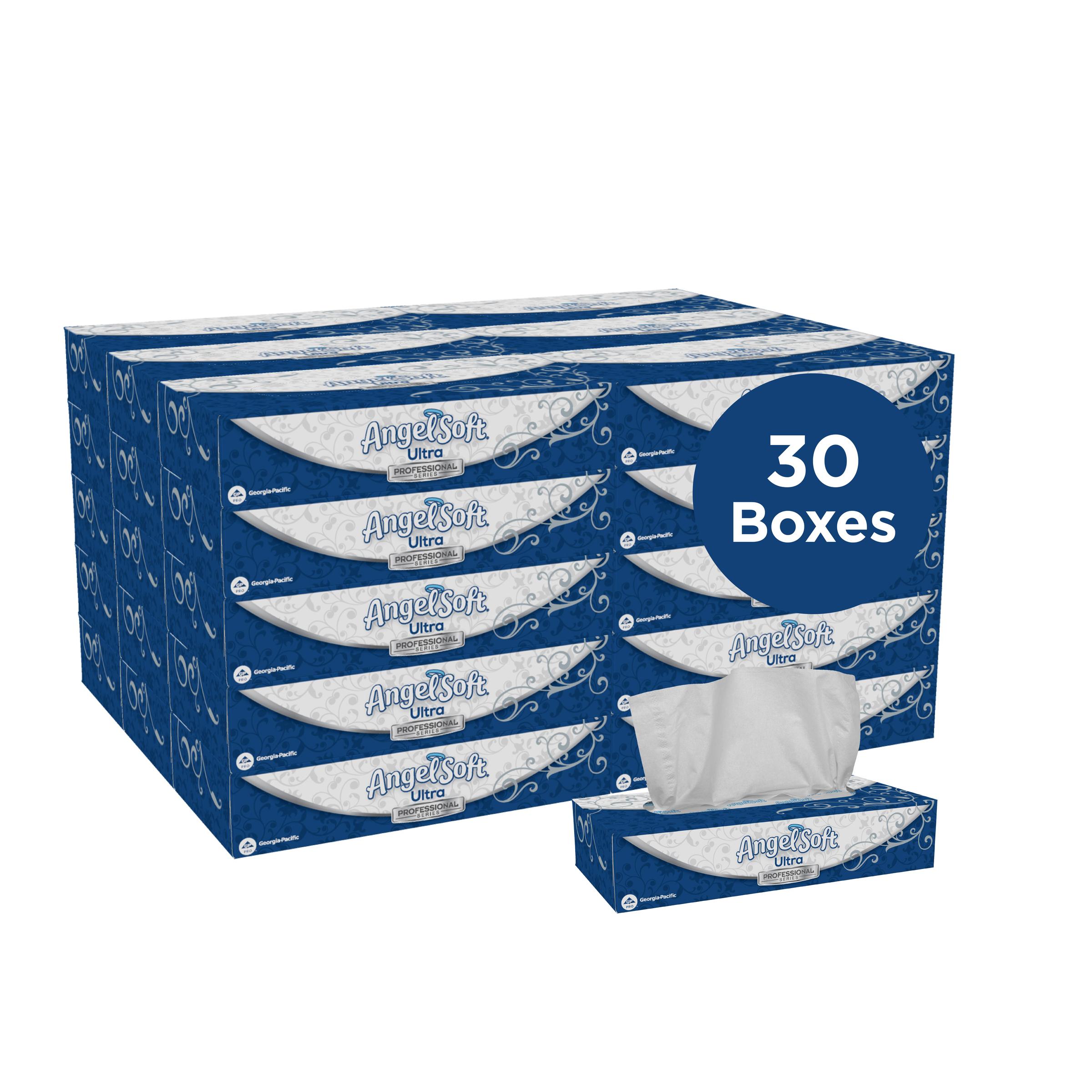 Angel Soft Professional® Facial Tissue 8.4X7.5 IN 2PLY White 1/2 Fold Flat Box Premium 126 Sheets/Pack 30 Packs/Case