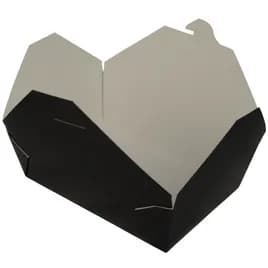 Bio-Pak® #3 Take-Out Box Fold-Top Paper Black Oblong 200/Case