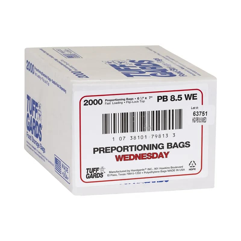 Tuffgards® Bag 6.5X7+1.75 IN 6.5 IN Printed Wednesday High Density Portion Bag 2000/Case