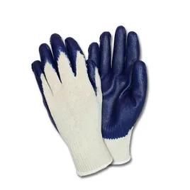 Gloves Large (LG) Natural Blue Latex-Coated String Knit Disposable 12/Dozen