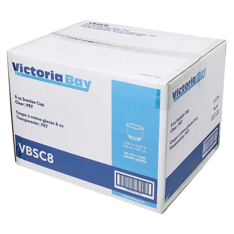 Victoria Bay Sundae Dessert Container 8 OZ PET Clear Round 1000/Case