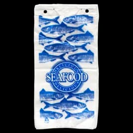 Seafood Bag 7X4X14+1 IN High-Density Polyethylene (HDPE) Clear Blue Fish Pattern 1000/Case
