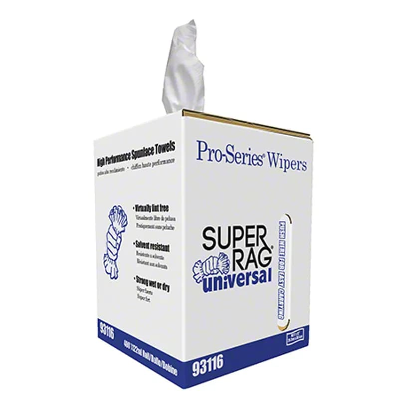 Super Rag Cleaning Wipe 8.5X12 IN Spunlace White 1600/Case