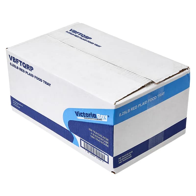 Victoria Bay Food Tray 0.25 LB Paper Red Plaid 1000/Case