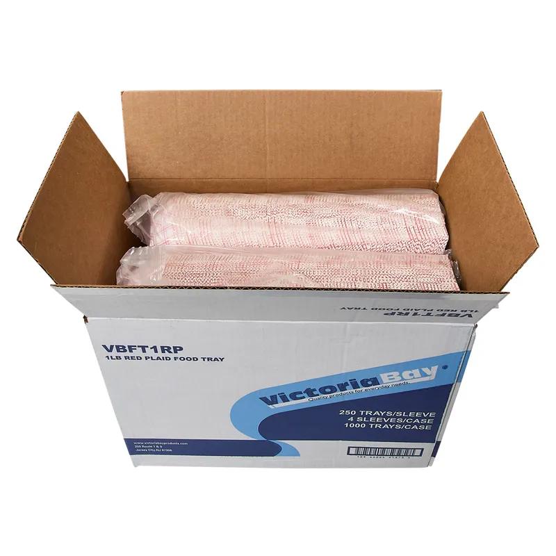 Victoria Bay Food Tray 1 LB Paper Red White Plaid 1000/Case