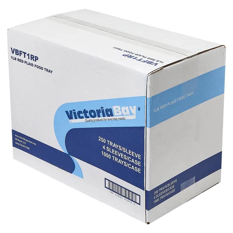 Victoria Bay Food Tray 1 LB Paper Red White Plaid 1000/Case