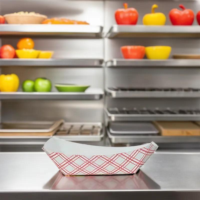 Victoria Bay Food Tray 2.5 LB Paper Red Plaid 500/Case