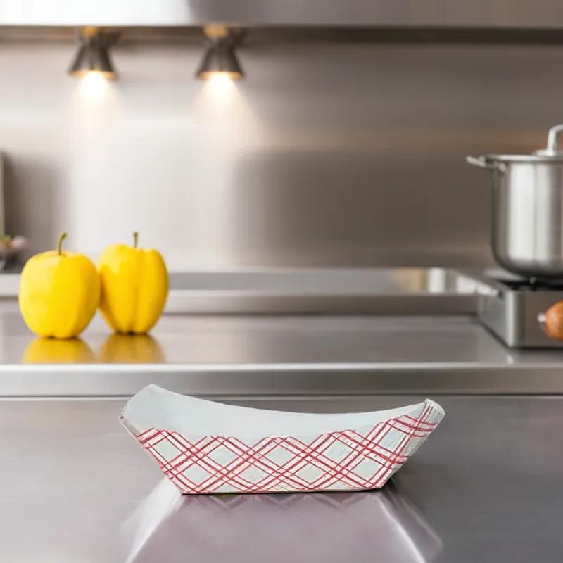 Victoria Bay Food Tray 2.5 LB Paper Red Plaid 500/Case