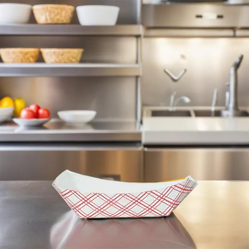 Victoria Bay Food Tray 2.5 LB Paper Red Plaid 500/Case