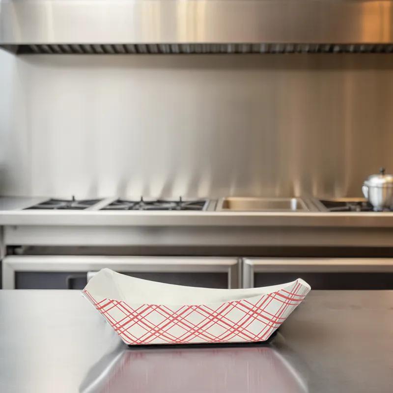 Victoria Bay Food Tray 0.5 LB Paper Red White Plaid 1000/Case