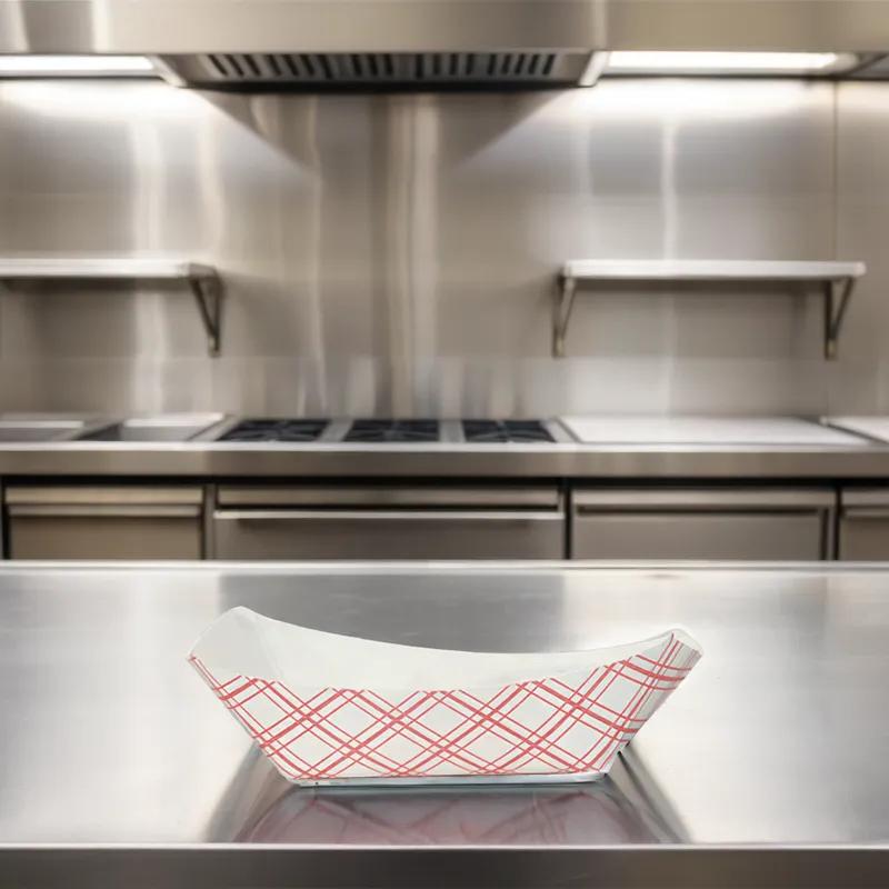 Victoria Bay Food Tray 0.5 LB Paper Red White Plaid 1000/Case