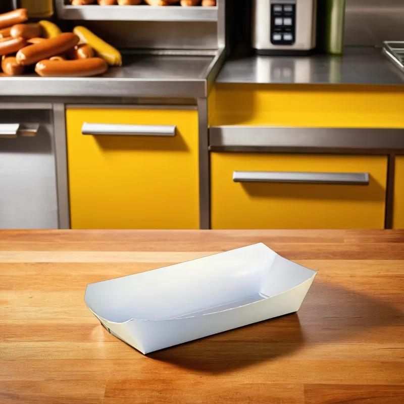 Victoria Bay Hot Dog Food Tray 7 IN Paper White Rectangle 1000/Case