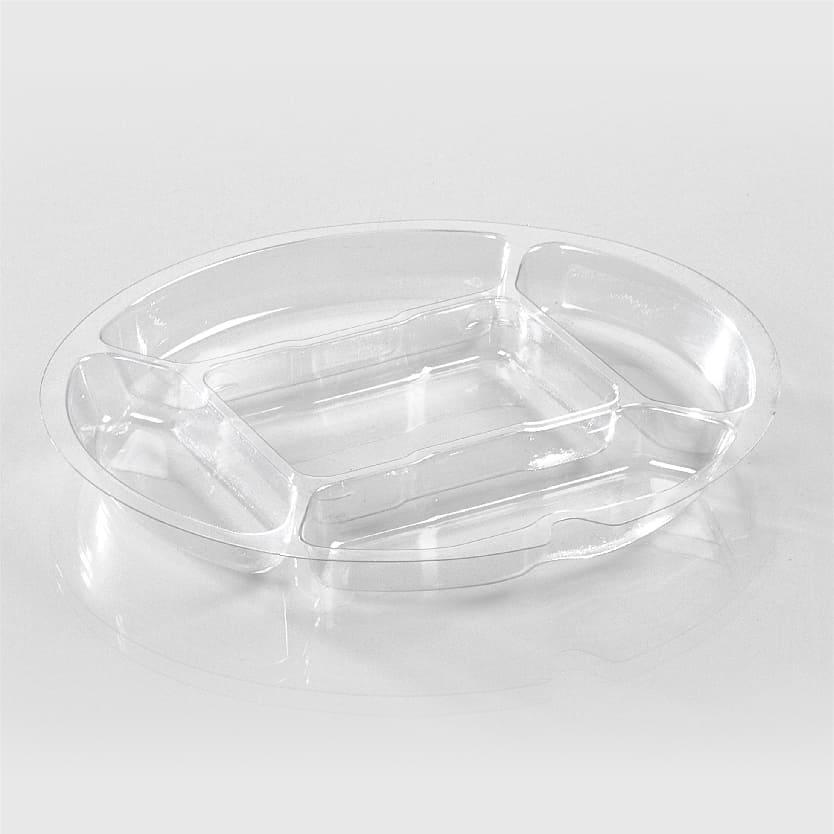 Insert 5.84 IN 5 Compartment PET Clear Round 896/Case