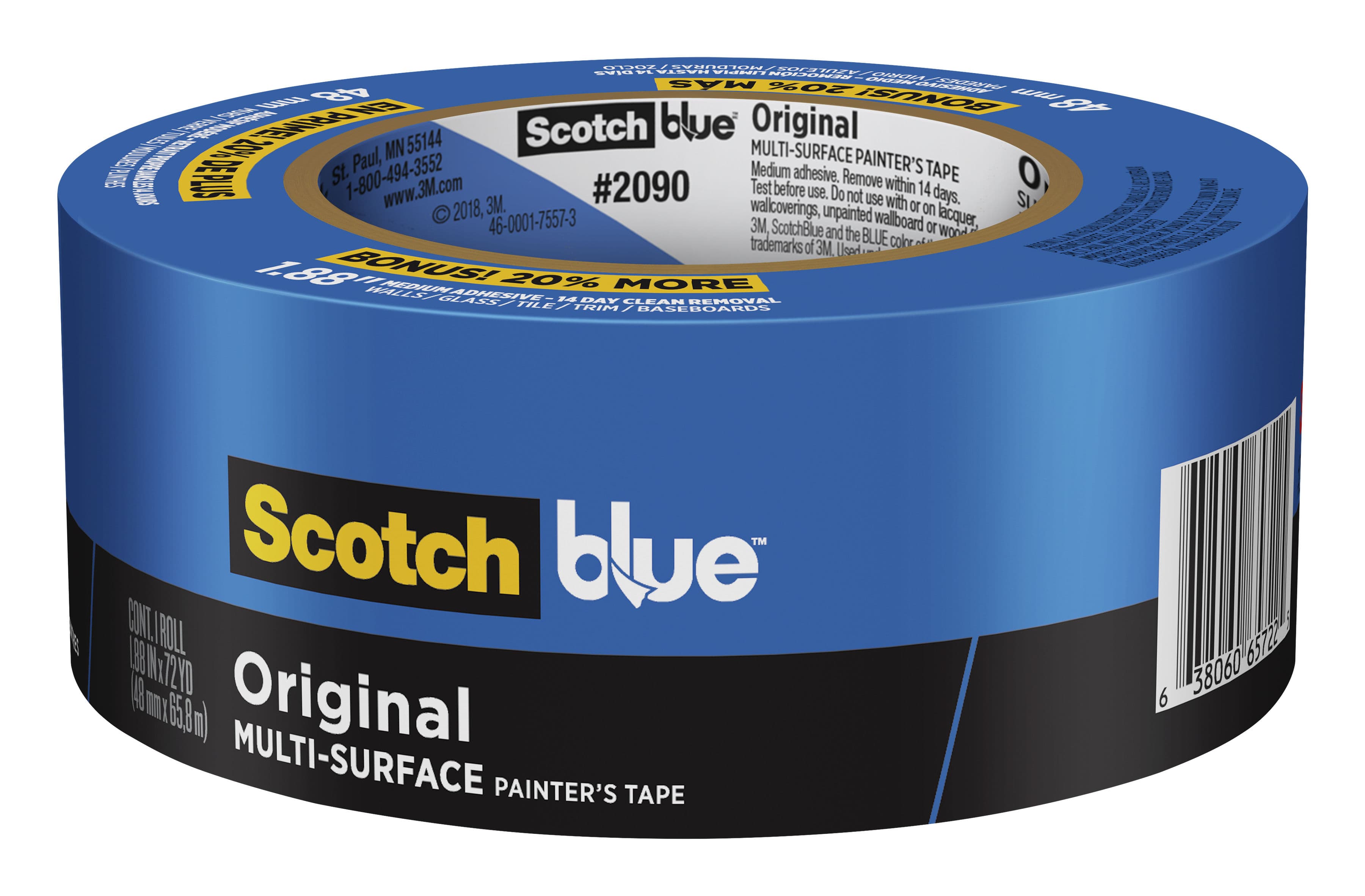 ScotchBlue™ 2090-48NC Original Painter's Tape Painter's Tape 1.88IN X60YD Blue Crepe Paper 18/Case