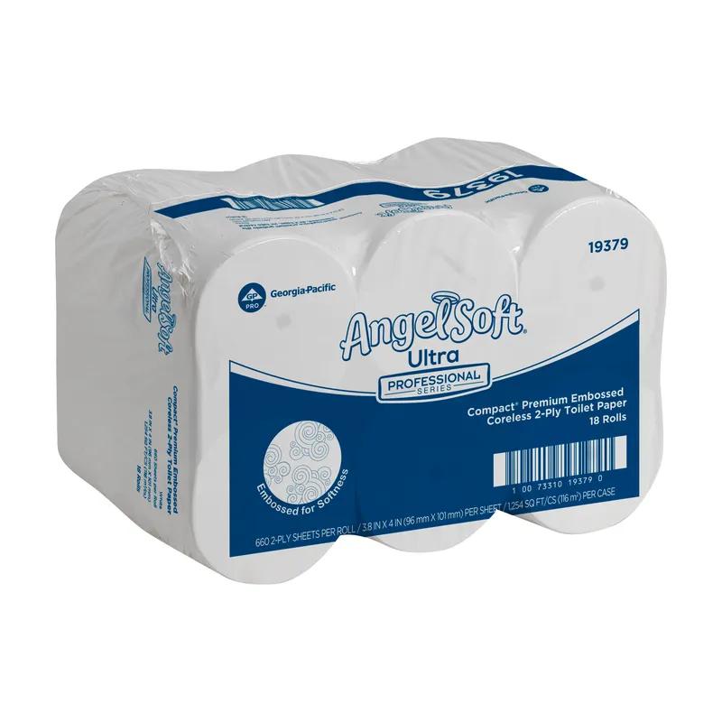 Compact® Toilet Paper & Tissue Roll 4X3.8 IN 2PLY White Embossed Premium High Capacity 660 Sheets/Roll 18 Rolls/Case
