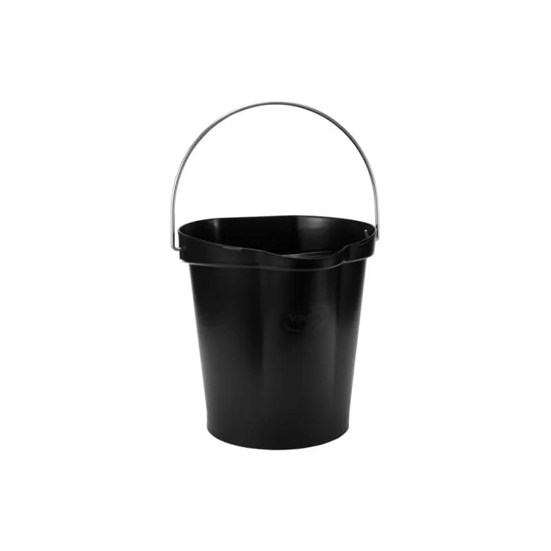 Vikan® Utility Bucket & Pail 12.8X13X13 IN 3.17 GAL Polypropylene (PP) Stainless Steel Black With Handle 1/Each