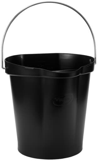 Vikan® Utility Bucket & Pail 12.8X13X13 IN 3.17 GAL Polypropylene (PP) Stainless Steel Black With Handle 1/Each