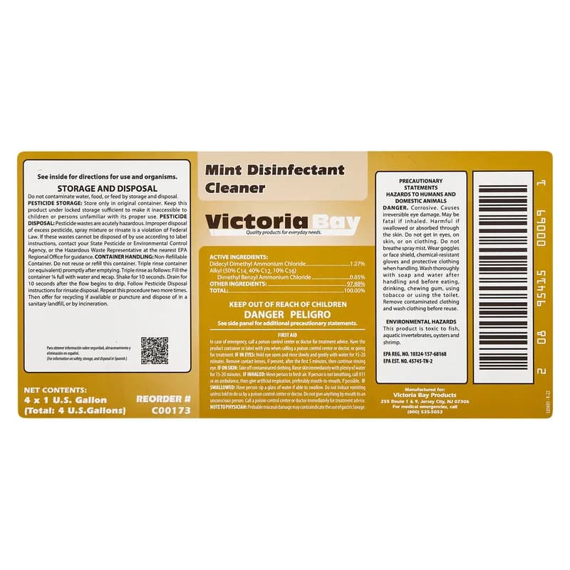 Victoria Bay Mint Disinfectant Cleaner 1 GAL 4/Case