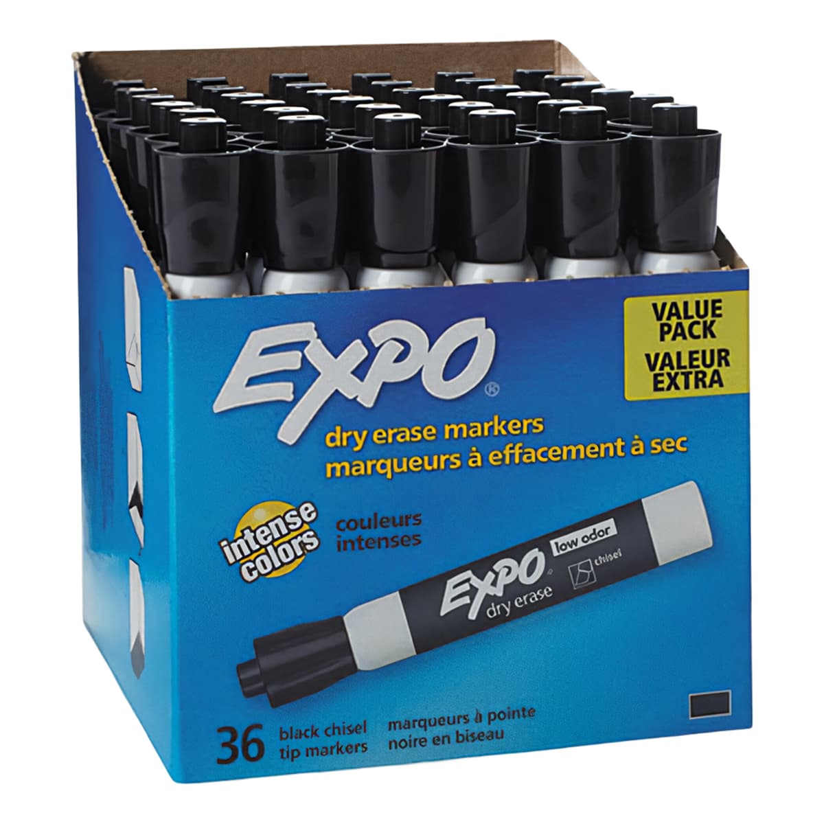 Expo® Dry Erase Marker Black Low-Odor Broad Chisel Tip 36/Box