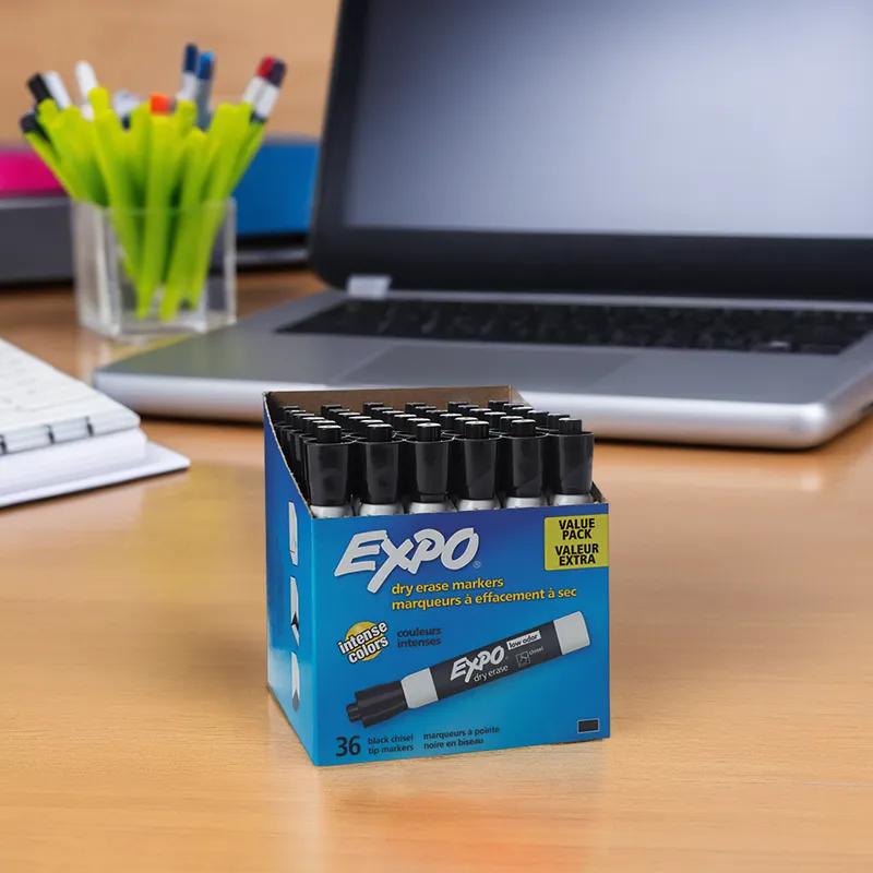 Expo® Dry Erase Marker Black Low-Odor Broad Chisel Tip 36/Box