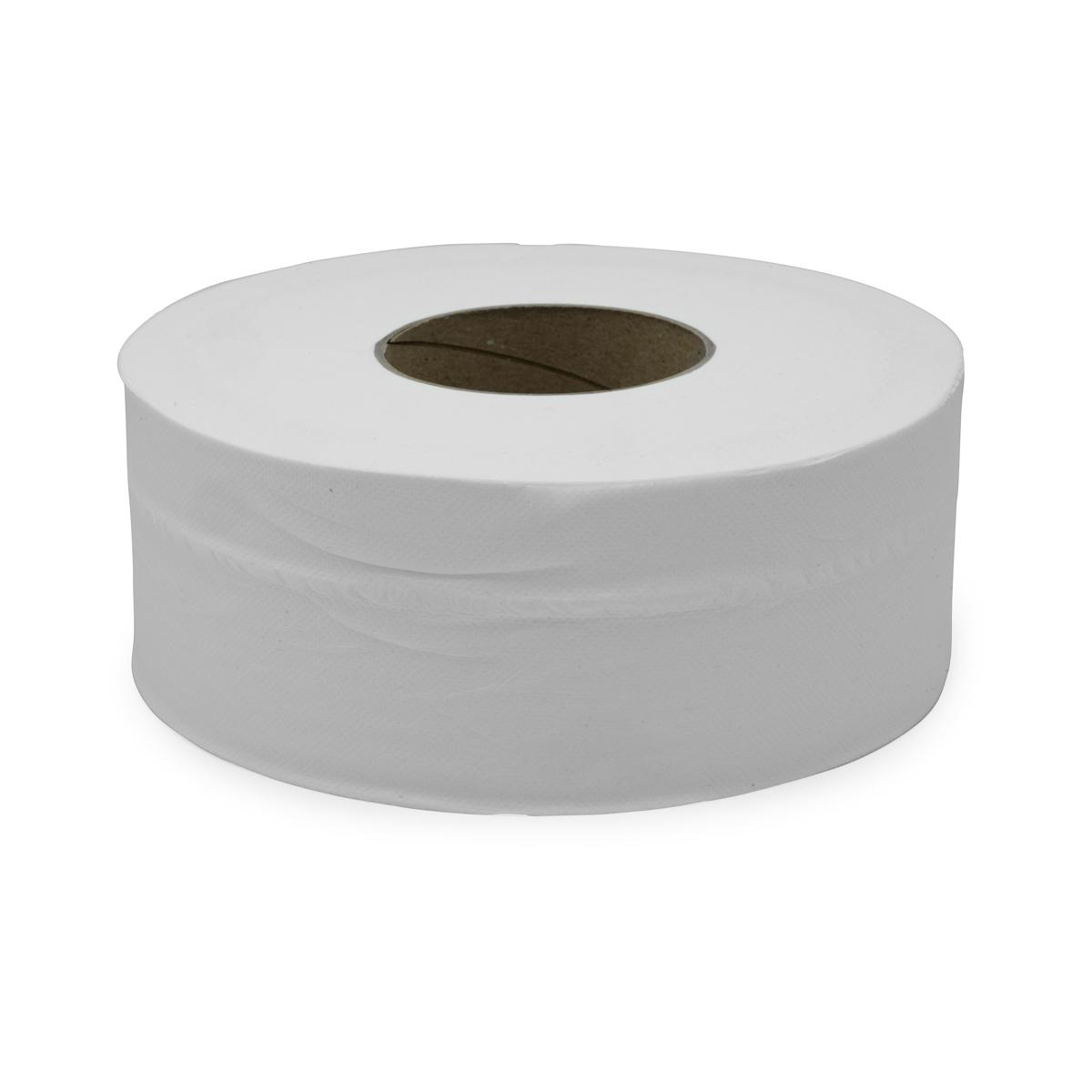 Victoria Bay Toilet Paper & Tissue Roll 3.3 IN 2PLY Virgin Paper White Embossed Jumbo Jr (JRT) 12 Rolls/Case