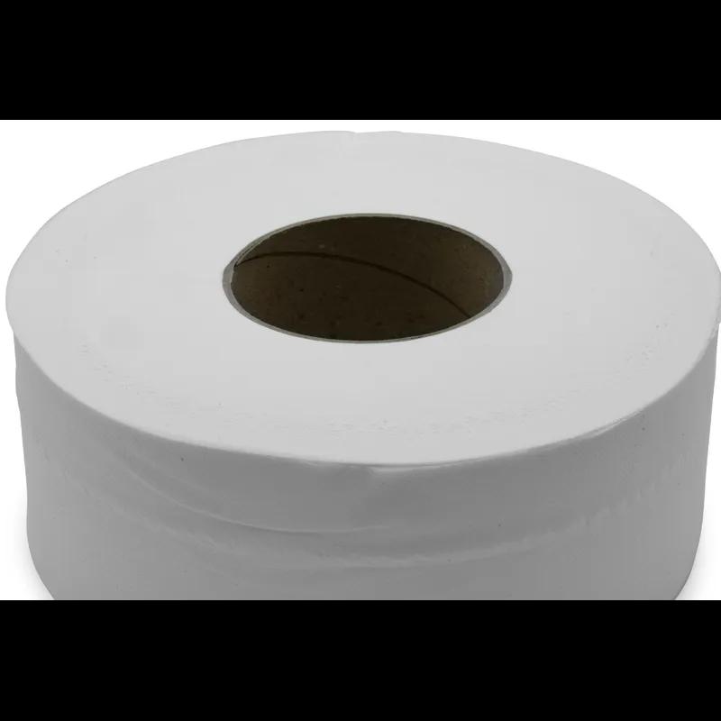 Victoria Bay Toilet Paper & Tissue Roll 3.3 IN 2PLY Virgin Paper White Embossed Jumbo Jr (JRT) 12 Rolls/Case
