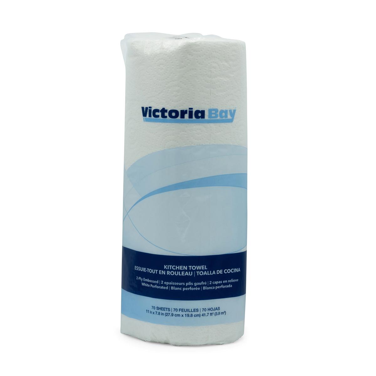 Victoria Bay Household & Kitchen Roll Paper Towel 10.98 IN 2PLY Virgin Paper White Embossed 70 Sheets/Roll 30 Rolls/Case
