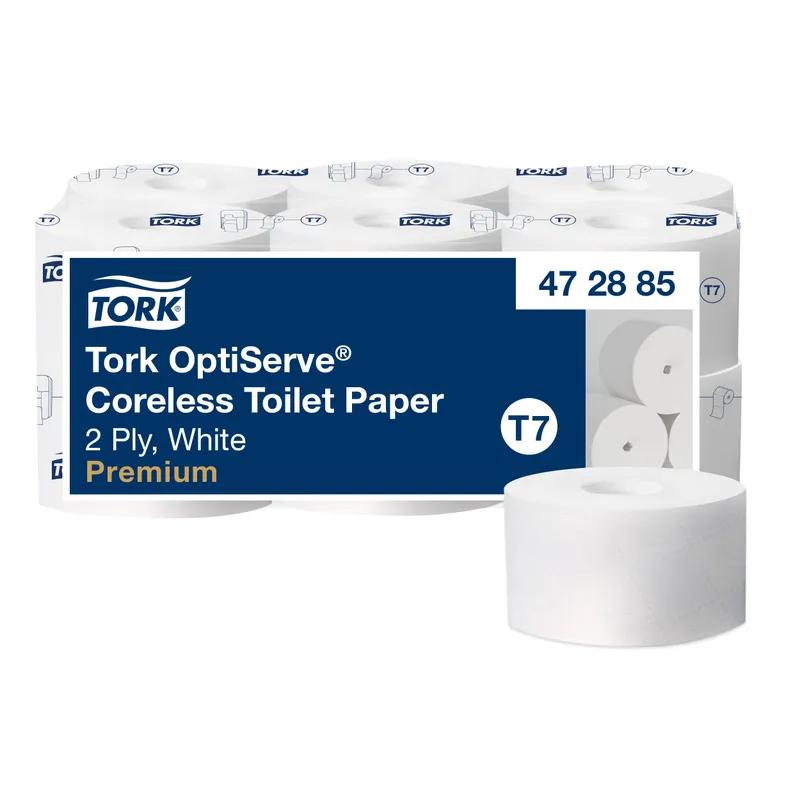 Tork OptiServe® Toilet Paper & Tissue Roll T7 4X3.66 IN 250 FT 2PLY White Embossed Coreless Refill 750 Sheets/Roll