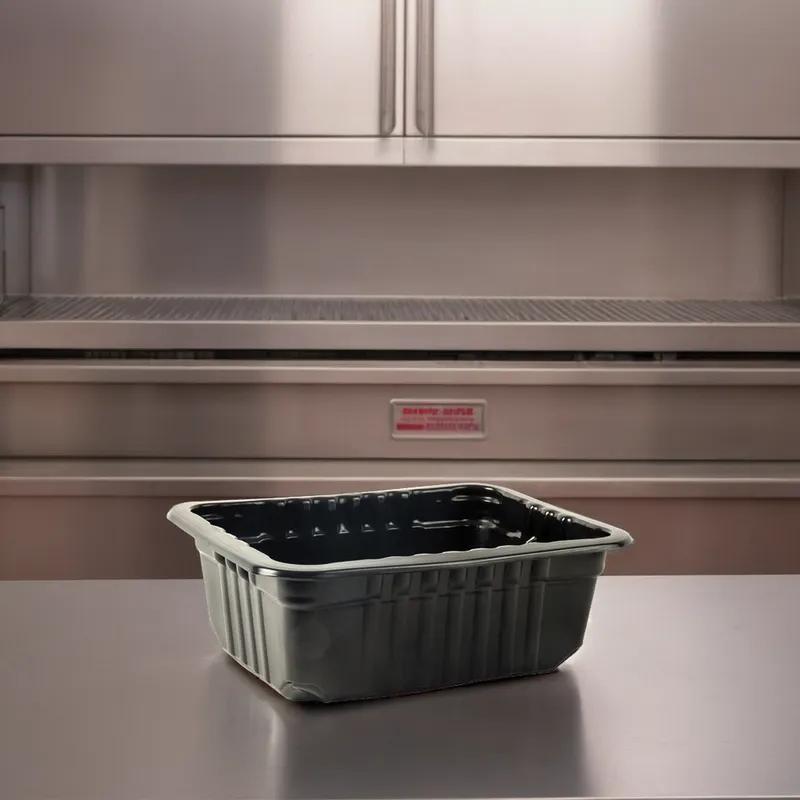 Meat Take-Out Container Base 8.75X6.72 IN PP Black Rectangle Microwave Safe 3640/Pallet