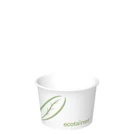 Food Container Base 16 OZ Paper PLA White Green Round 500/Case