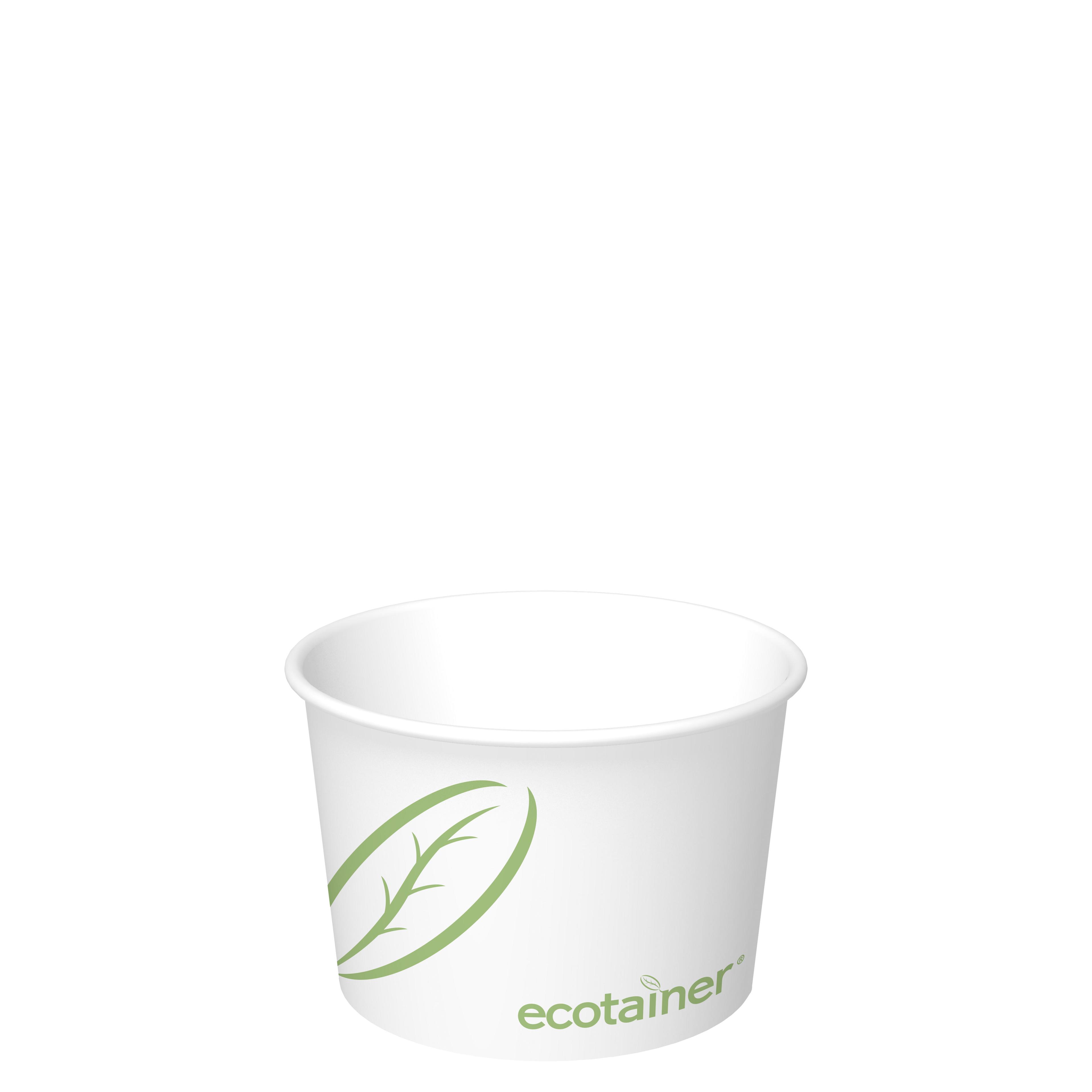 Food Container Base 16 OZ Paper PLA White Green Round 500/Case