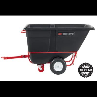 Brute® Utility Tilt Truck 34X72.25X44.63 IN 1 Cubic Foot Black Red Heavy Duty Towable Trainable Rotomolded 1/Each