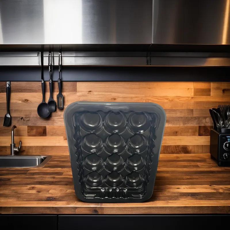 Meatball Serving Tray Base 8.75X6.72X1.8 IN PP Black 3920/Pallet