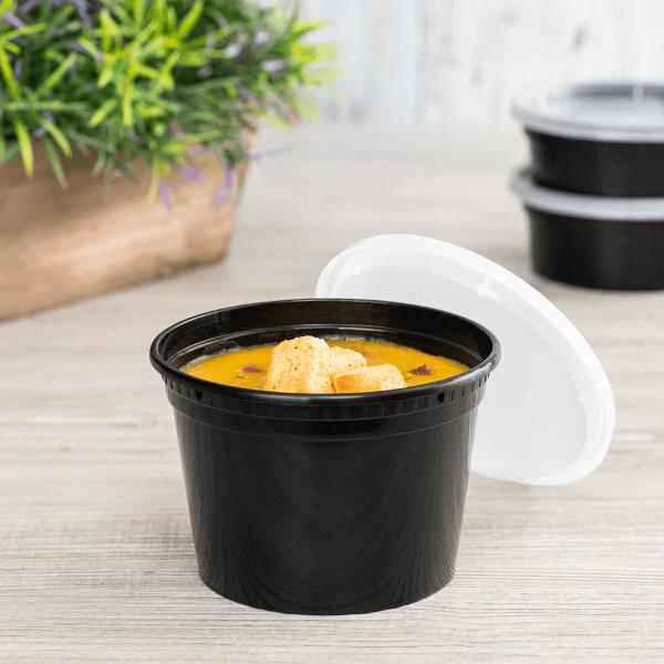 Karat® Deli Container Base & Lid Combo 16 OZ PP Black Injection Molded 240/Case