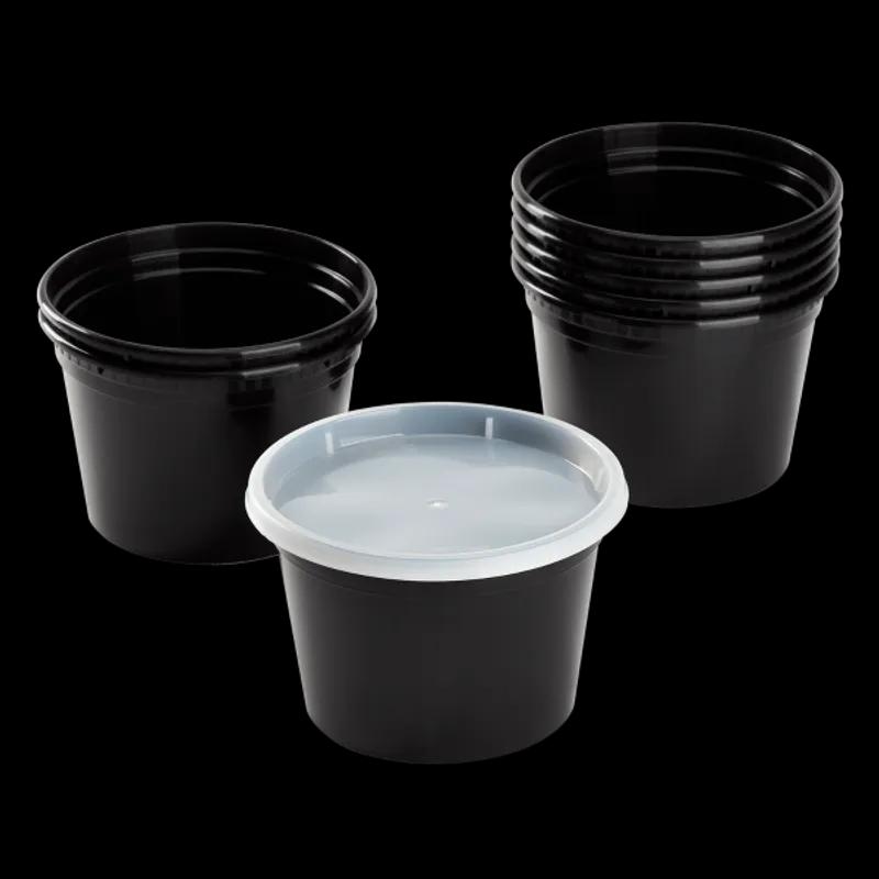 Karat® Deli Container Base & Lid Combo 16 OZ PP Black Injection Molded 240/Case