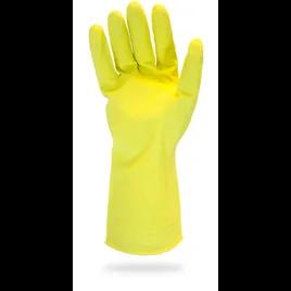 Gloves Large (LG) 12 IN Yellow 16MIL Rubber Latex Flock Lined Fish Scale Grip 12 Count/Pack 10 Packs/Case