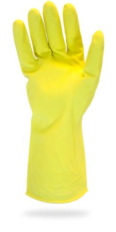 ProWorks® General Purpose Gloves Large (LG) 12 IN Yellow 16MIL Latex Flock Lined Scale Grip 12 Count/Pack 10 Packs/Case